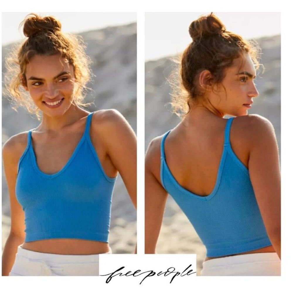 Free People Movement Happiness Runs Vneck Tank Ribbed Teal XS/S NWOT
